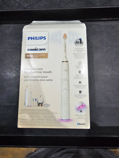 Philips Sonicare DiamondClean Smart 9500 Electric Toothbrush, Sonic Toothbrush with App, Pressure Sensor, Brush Head Detection, 5 Brushing Modes and 3 Intensity Levels, Rosegold, Model HX9923/61