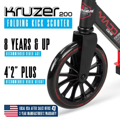Madd Gear Red Kruzer 200 Folding Kick Scooter