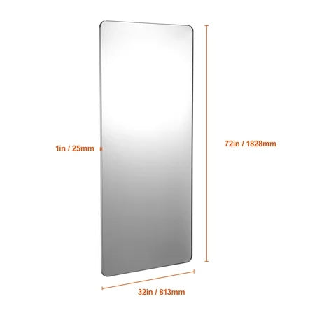 KFFKFF Bathroom Mirror 32 x 72 Wall Mirror, 0.15 in Thickness,Mirror Encased in Aluminium Alloy Frame & Shatter-Resistant Film, Durable Mirror with Z-Style Bracket
