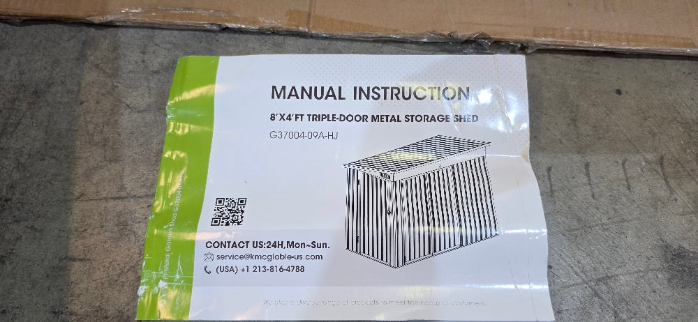 8x4 Outdoor Shed: Triple Door, Metal, Black