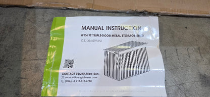 8x4 Outdoor Shed: Triple Door, Metal, Black