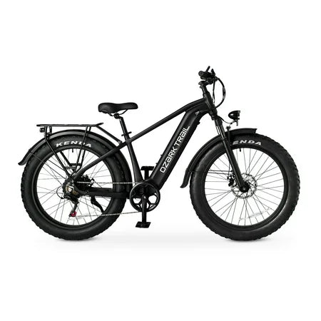 26 Ozark Trail M.3 Ranger+ Electric Fat Tire Bike, 48V, Class 2, Black, Fits Riders 5'2 - 6'1, Adult