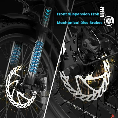 5TH W11B-W 20" Fat Tire E-Bike, 500W, 7spd