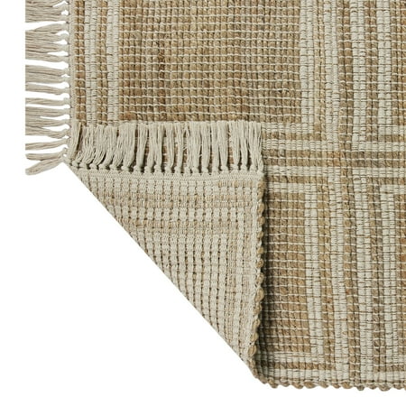 Ivory & Natural Interlocking Jute 30x102 Runner