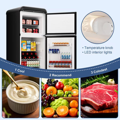 BANGSON 7.5 Cu.Ft Retro Fridge, Top Freezer