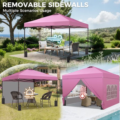 Ainfox 12x12 Pop Up Canopy Tent, 4 Walls, Pink