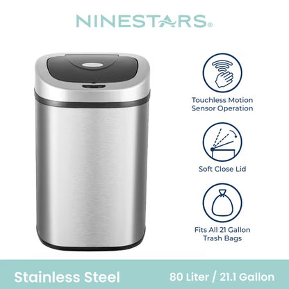 Nine Stars 21 Gal Stainless Steel Trash Can