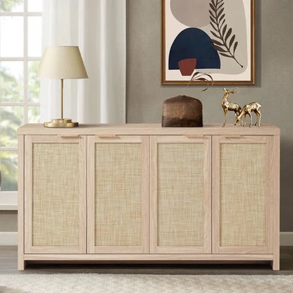 ARKANTOS Rattan Sideboard, 4-Doors, Light Oak