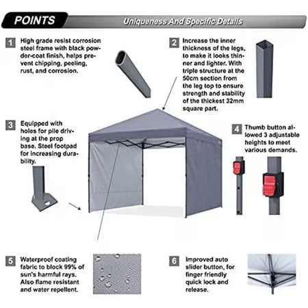 ABCCANOPY 10x10 Pop-Up Canopy Tent, Gray