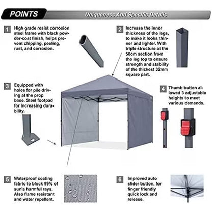 ABCCANOPY 10x10 Pop-Up Canopy Tent, Gray
