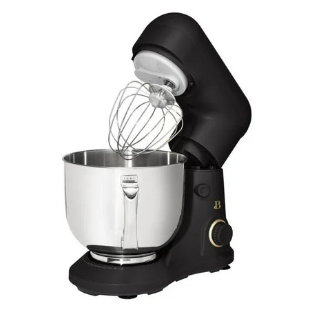 Beautiful 5.3 Qt Stand Mixer, Black Sesame with Flat Beater, Dough Hook, Balloon Whisk