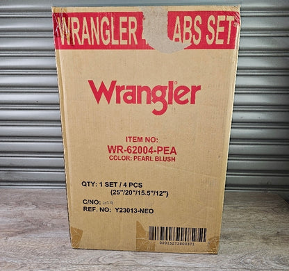NEW Wrangler 4Pc Hardside Spinner Luggage Set with 20 & 25 Suitcases and Packing Cubes, Pearl Blush