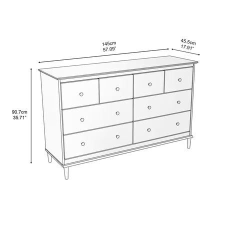 Spencer Six Drawers Solid Wood Dresser Walnut
