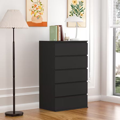 LAFGUR 5-Drawer Dresser, Black Storage Cabinet