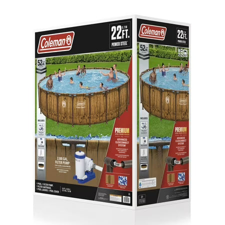 Coleman Power Steel 22ft x 52in Round Pool Set