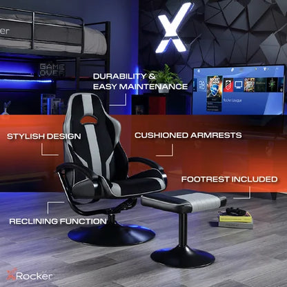 X Rocker Milano Pedestal Gaming Chair with Footrest, Black/Gray