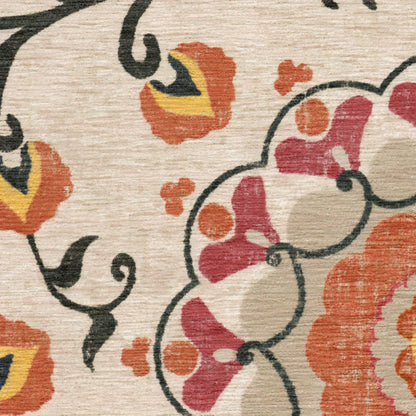 Ruggable Flatwoven Washable Suzani Runner Rug, 2' 6 x 7'