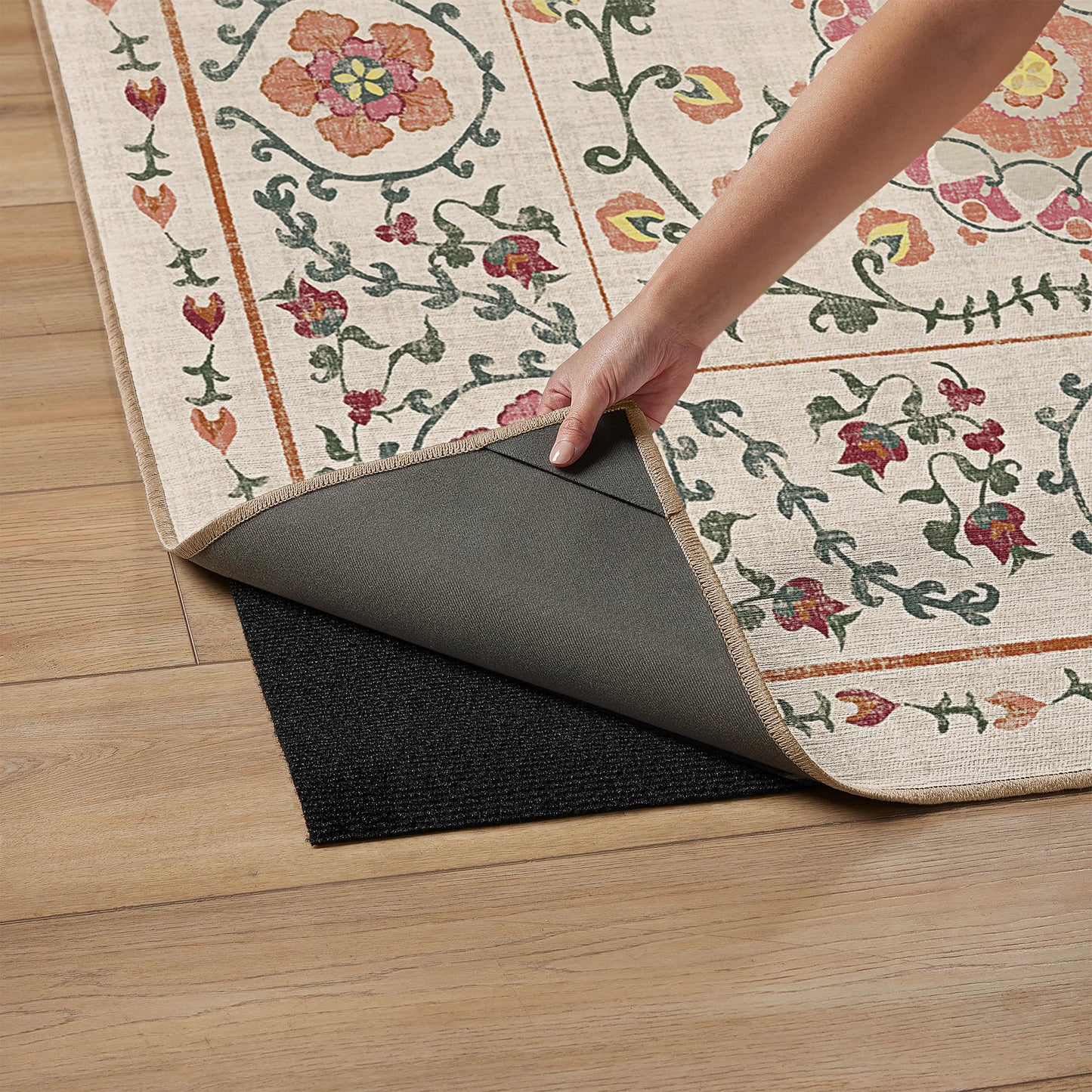 Ruggable Flatwoven Washable Suzani Runner Rug, 2' 6 x 7'