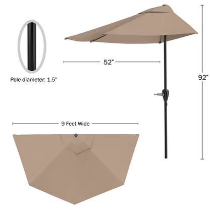 Pure Garden 9ft Half Umbrella for Balcony, Porch