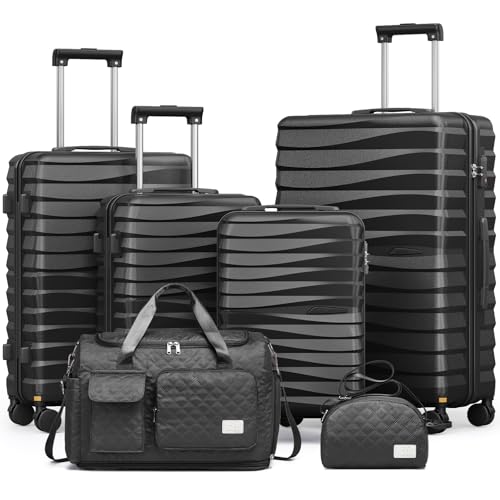 Joyway 6-Piece Hardside Luggage Set, Black