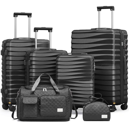 Joyway 6-Piece Hardside Luggage Set, Black