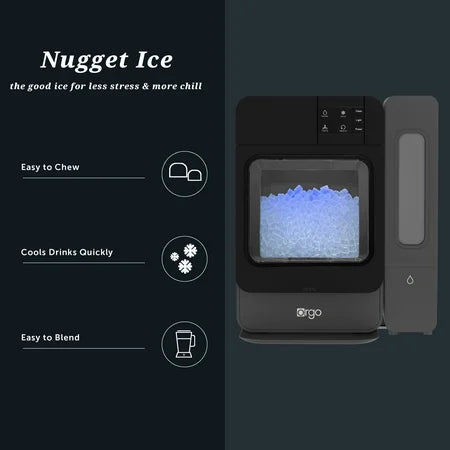 Orgo Products The Sonic Countertop Ice Maker, Nugget Ice Type, Black