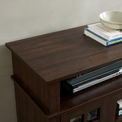 Country Style TV Stand with Glass Door, 58W
