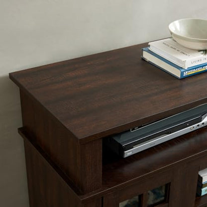 Country Style TV Stand with Glass Door, 58W