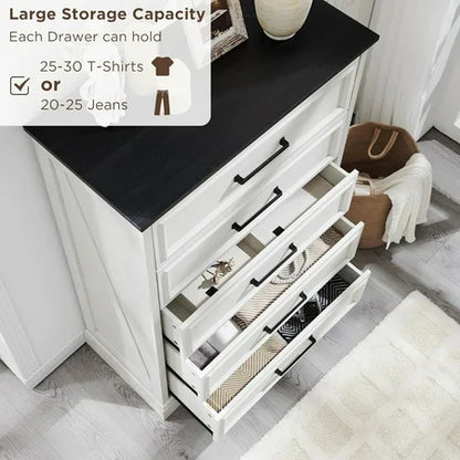 ACCOHOHO 5-Tier Storage Dresser, White