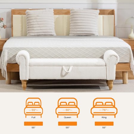 51.5" Storage Ottoman Bench, End-of-Bed Storage