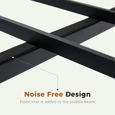edx Twin Metal Bed Frame with Wood Headboard