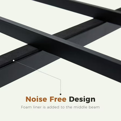edx Twin Metal Bed Frame with Wood Headboard