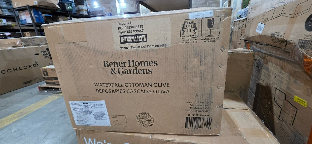 Better Homes & Gardens Velvet Ottoman, Olive