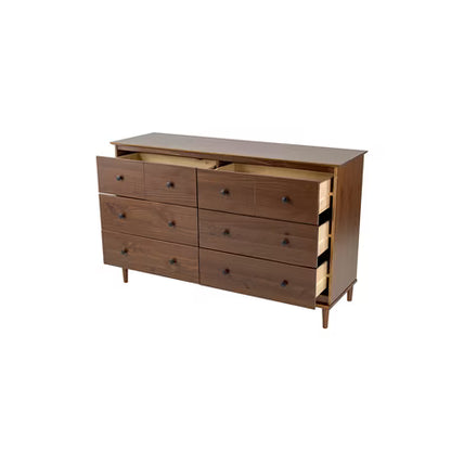 Spencer Six Drawers Solid Wood Dresser Walnut