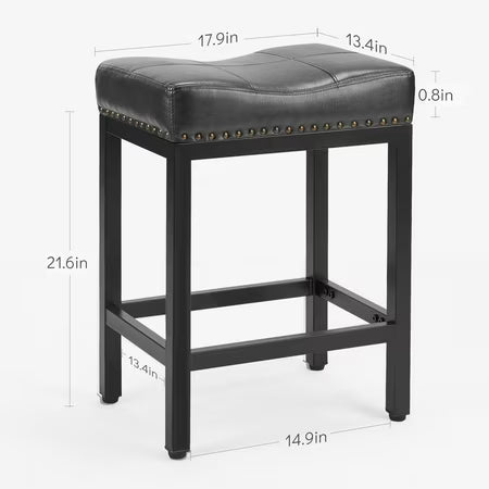 Concetta Set of 2 24in Saddle Bar Stools, Black