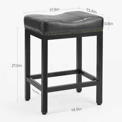 Concetta Set of 2 24in Saddle Bar Stools, Black