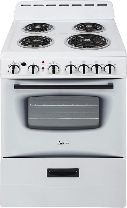 Avanti ERU240P0W ERU240 24" Electric Range Oven with Framed Glass Door, in White