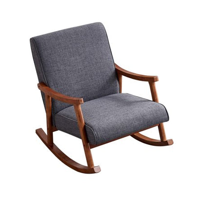Outdoor Wood Rocking Chair with Cushions, Gray