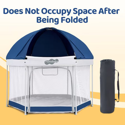 Pamo Babe Outdoor Baby Playpen with Canopy Blue