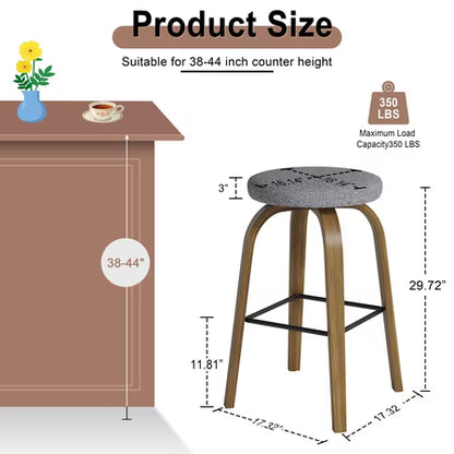 AENKYO 30" Swivel Bar Stools, 2; Gray Fabric