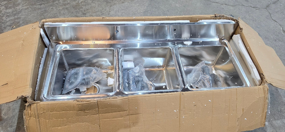 3-Compartment Stainless Steel Sink, 51"