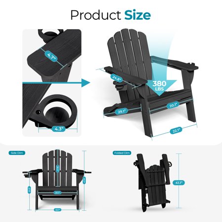 Folding Adirondack Chair (Set of 2) Black