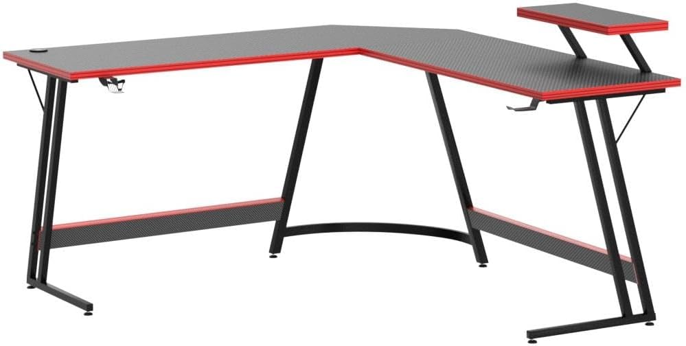 Shahoo L Shaped Gaming Desk with LED Lights & Power Outlet