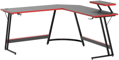 Shahoo L Shaped Gaming Desk with LED Lights & Power Outlet