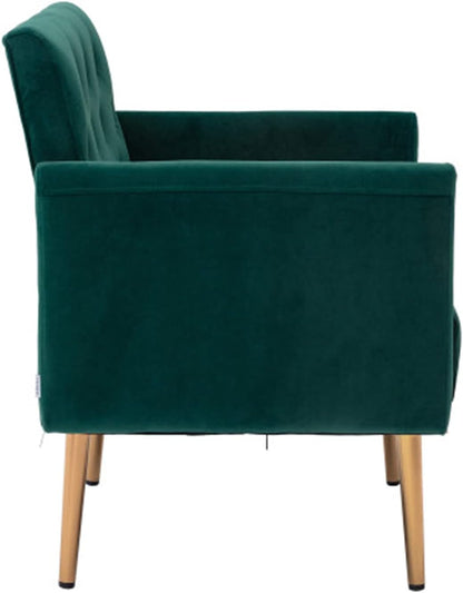 SZLIZCCC Square Velvet Accent Chair, Golden Metal Leg Single Sofa Chair