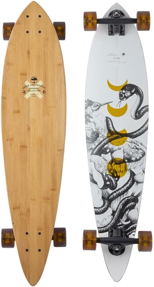 Arbor Bamboo Fish 37 Complete Longboard - Perfect for Cruising and Carving - Includes ABEC 7 Bearings, Spacers, Paris Risers, and Recycled Glass Re-Grit