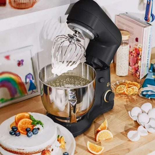 Beautiful 5.3 QT Stand Mixer w/Tilt-Head Design, Stainless Bowl, 300-Watt Power, 12-Speed Control, Includes Beater, Dough Hook, Whisk, Splash Shield (Black Sesame)