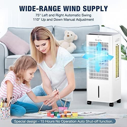 Grelife Portable Evaporative Air Cooler, 3-IN-1 Oscillation Air Cooler