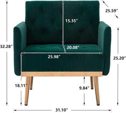 SZLIZCCC Square Velvet Accent Chair, Golden Metal Leg Single Sofa Chair