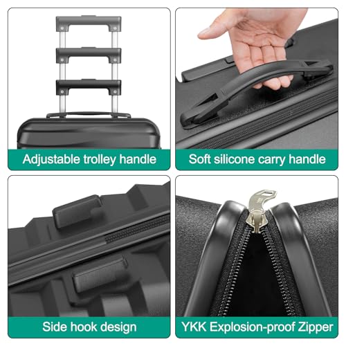 Joyway 6-Piece Hardside Luggage Set, Black